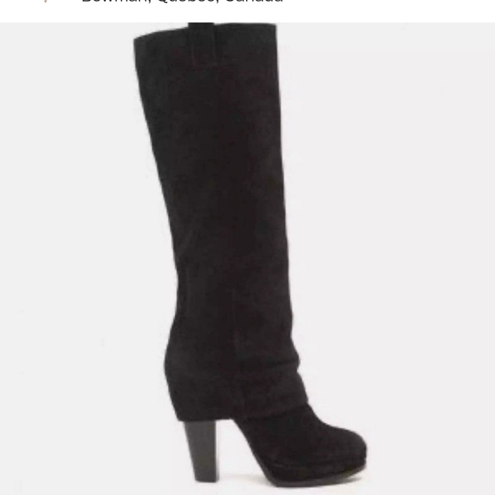Ash Eden Fold Over Black Suede Platform Tall Boots